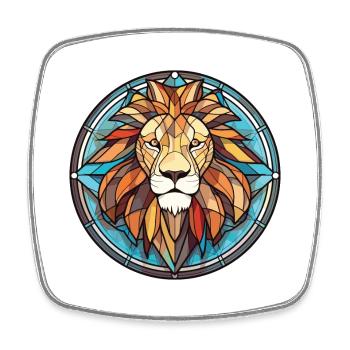 Lion Colorful Watercolor Animal Pet Illustration - Square fridge magnet - white - Front