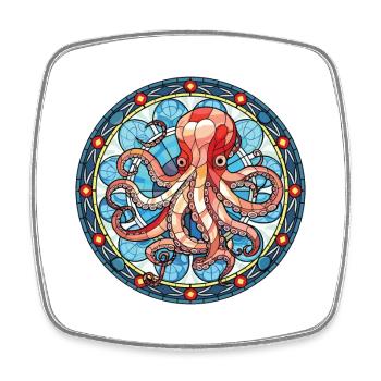 Oktopus bunte Aquarell-Tier-Illustration - Viereckiger Kühlschrankmagnet - Weiß - Vorne