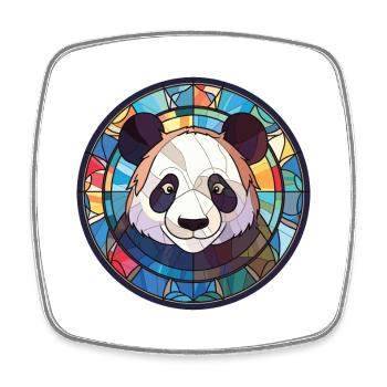 Panda Colorful Watercolor Animal Pet Illustration - Square fridge magnet - white - Front