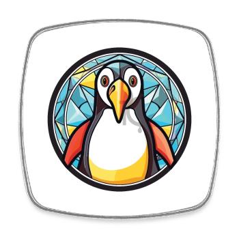 Penguin Colorful Watercolor Animal Illustration - Square fridge magnet - white - Front