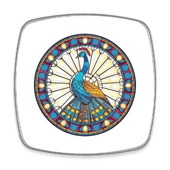 Peacock Colorful Watercolor Animal Illustration - Square fridge magnet - white - Front