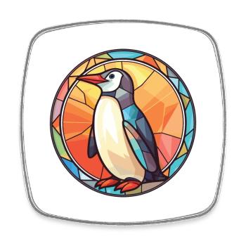 Penguin Colorful Watercolor Animal Illustration - Square fridge magnet - white - Front