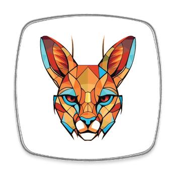 Bunte Aquarell-Tierillustration von Caracal - Viereckiger Kühlschrankmagnet - Weiß - Vorne