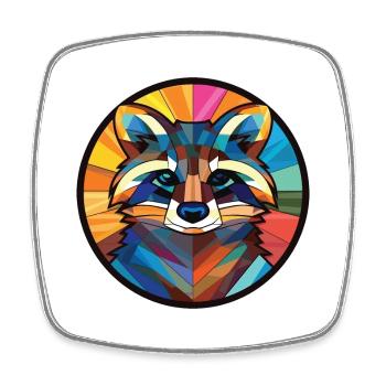Raton Laveur Coloré Aquarelle Animal Animal Illustration - Magnet carré - blanc - Devant