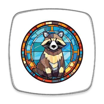Raccoon Colorful Watercolor Animal Illustration - Square fridge magnet - white - Front