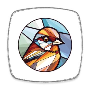 Spatz bunte Aquarell-Tierillustration - Viereckiger Kühlschrankmagnet - Weiß - Vorne