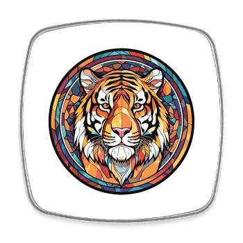 Tiger Colorful Watercolor Animal Pet Illustration - Square fridge magnet - white - Front