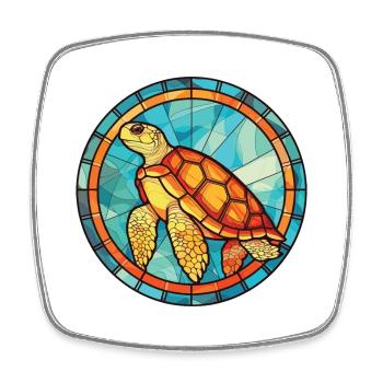 Turtle Colorful Watercolor Animal Pet Illustration - Square fridge magnet - white - Front