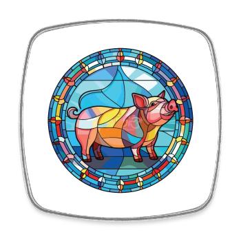 Cochon Aquarelle Colorée Animal Illustration D’animaux De Compagnie - Magnet carré - blanc - Devant