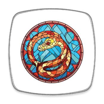 Snake Colorful Watercolor Animal Pet Illustration - Square fridge magnet - white - Front