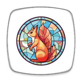 Squirrel Colorful Watercolor Animal Illustration - Square fridge magnet - white - Front