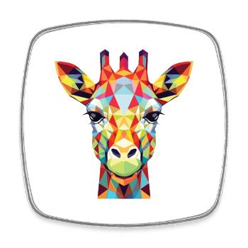 Bunte Aquarell-Tierillustration der Giraffe - Viereckiger Kühlschrankmagnet - Weiß - Vorne