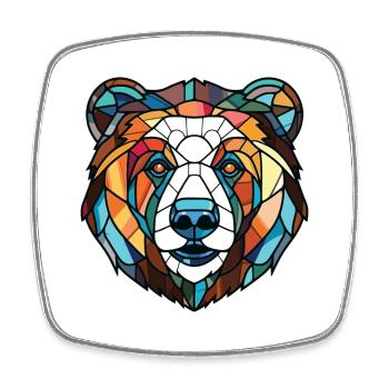 Himalayan Bear Colorful Watercolor Animal Cartoon - Square fridge magnet - white - Front