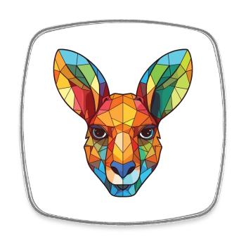 Kangourou coloré aquarelle Animal Illustration - Magnet carré - blanc - Devant