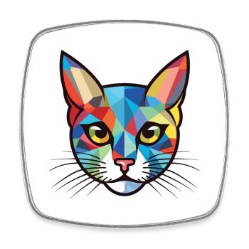 Kitten Colorful Watercolor Animal Pet Illustration - Square fridge magnet - white - Front