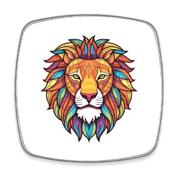 Lion Colorful Watercolor Animal Pet Illustration - Square fridge magnet - white - Front