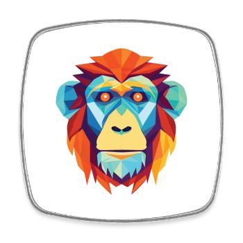 Monkey Orangutan Colorful Watercolor Animal Pet - Square fridge magnet - white - Front