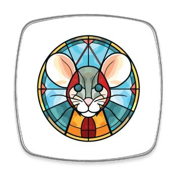 Illustration d’animaux de compagnie aquarelle colorée de souris - Magnet carré - blanc - Devant