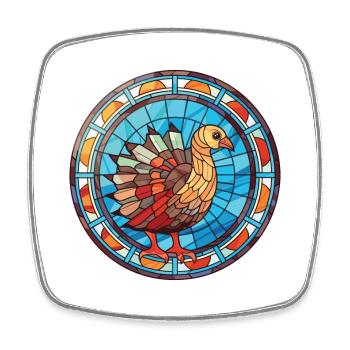 Dinde, animal domestique, coloré, aquarelle, animal, illustration - Magnet carré - blanc - Devant
