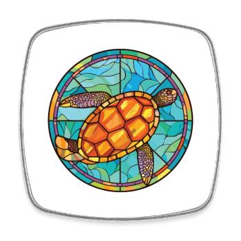 Bunte Aquarell-Tierhaustierillustration der Schildkröte - Viereckiger Kühlschrankmagnet - Weiß - Vorne