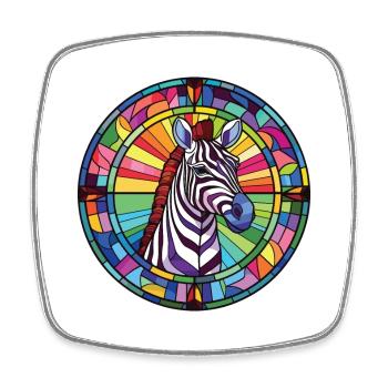 Zebra Colorful Watercolor Animal Pet Illustration - Square fridge magnet - white - Front