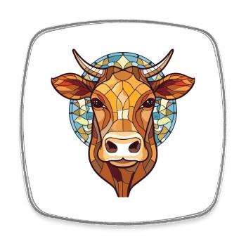 Cow Colorful Watercolor Animal Pet Illustration - Square fridge magnet - white - Front