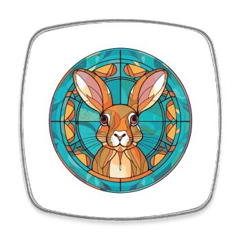 Lapin Coloré Aquarelle Animal Animal De Compagnie Illustration - Magnet carré - blanc - Devant