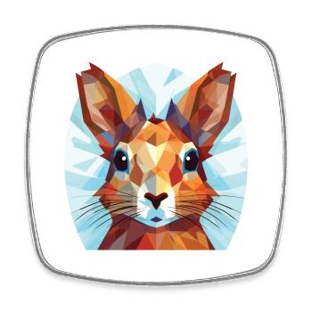 Squirrel Colorful Watercolor Animal Illustration - Square fridge magnet - white - Front
