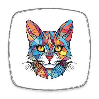 European Shorthaired Domestic Cat Breed Colorful - Square fridge magnet - white - Front