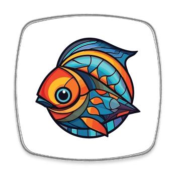 Fish Colorful Watercolor Animal Pet Illustration - Square fridge magnet - white - Front