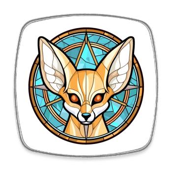 Illustration animale aquarelle colorée de renard Fennec - Magnet carré - blanc - Devant
