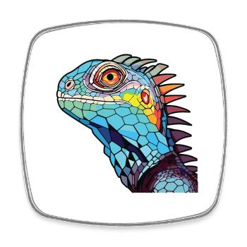 Iguana Colorful Watercolor Animal Pet Illustration - Square fridge magnet - white - Front