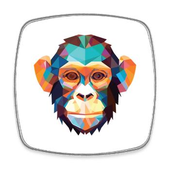 Monkey Chimpanzee Colorful Watercolor Animal Pet - Square fridge magnet - white - Front