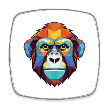 Monkey Gorilla Colorful Watercolor Animal Cartoon - Square fridge magnet - white - Front