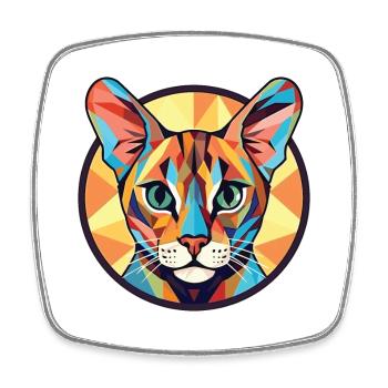 Illustration animale aquarelle colorée de chat du Bengale - Magnet carré - blanc - Devant
