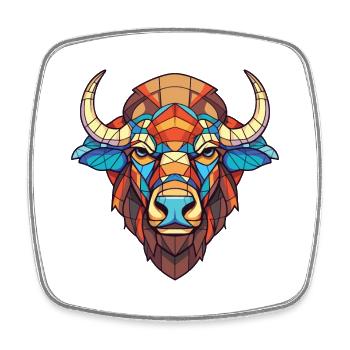 Bison Afrikanischer Büffel Buntes Aquarelltier - Viereckiger Kühlschrankmagnet - Weiß - Vorne
