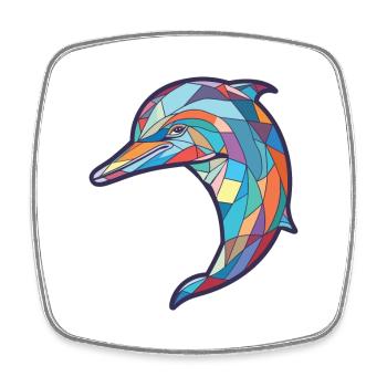 Dolphin Colorful Watercolor Animal Illustration - Square fridge magnet - white - Front