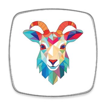 Goat Colorful Watercolor Animal Pet Illustration - Square fridge magnet - white - Front