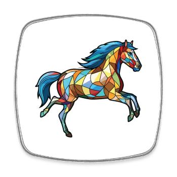 Horse Running Gallop Colorful Watercolor Animal - Square fridge magnet - white - Front