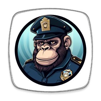 Gorille de la police - Magnet carré - blanc - Devant