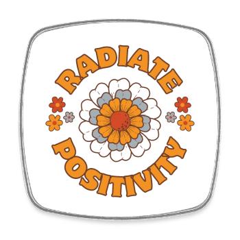 Rayonner de positivité style floral rétro - Magnet carré - blanc - Devant