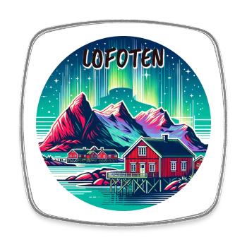Lofoten Norwegen Nordlichter - Viereckiger Kühlschrankmagnet - Weiß - Vorne