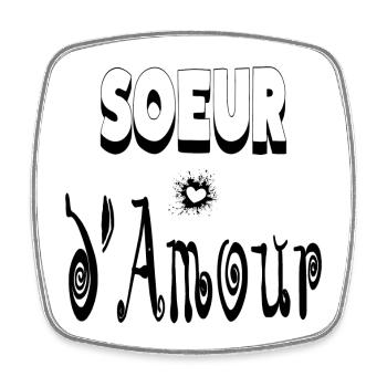 Sœur Amour Cœur Frangine - Magnet carré - blanc - Devant