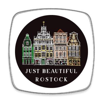 Rostock, Ostsee, Deutschland, Zeichnung - Viereckiger Kühlschrankmagnet - Weiß - Vorne