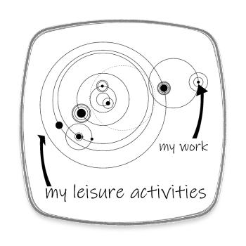 life & work circles (black) - Square fridge magnet - white - Front