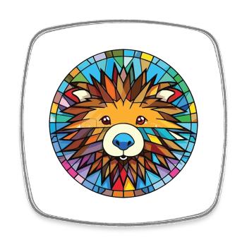 Porcupine Colorful Watercolor Animal Illustration - Square fridge magnet - white - Front