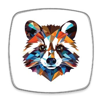 Raccoon Colorful Watercolor Animal Illustration - Square fridge magnet - white - Front