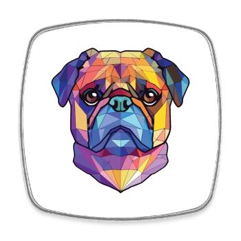 Mops buntes Aquarell Tier Haustier Illustration - Viereckiger Kühlschrankmagnet - Weiß - Vorne
