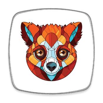 Rouge Vari Lémurien Coloré Aquarelle Animal Cartoon - Magnet carré - blanc - Devant