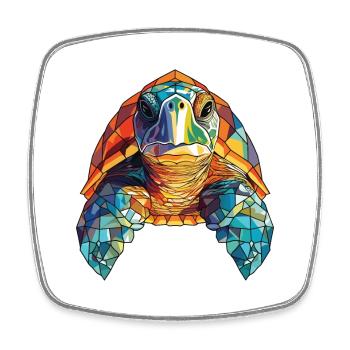 Sea Turtle Colorful Watercolor Animal Illustration - Square fridge magnet - white - Front